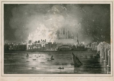 La destruction par le feu des Chambres du Parlement le 16 octobre 1834 - English School