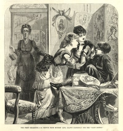 La première cigarette; Une esquisse de la vie moderne - English School
