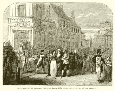Le premier jour de la liberté. Scène à Paris, 1789, après la prise de la Bastille - English School