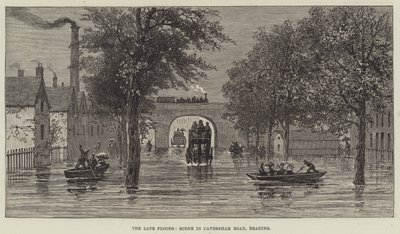 Les dernières inondations, scène dans Caversham Road, Reading (gravure) - English School