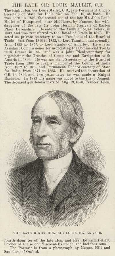Feu le très honorable Sir Louis Mallet, CB - English School