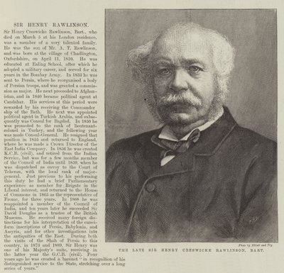 Feu Sir Henry Creswicke Rawlinson, Baronet (gravure) - English School