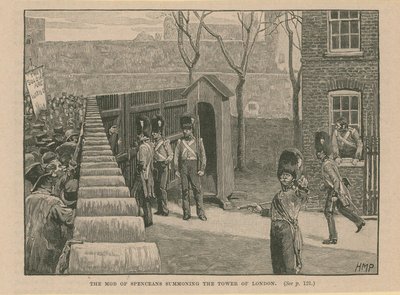 La foule des Spenceans convoquant la Tour - English School