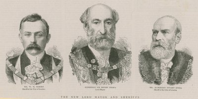 Le nouveau Lord Maire et les Shérifs: Alderman Sir Henry Isaacs, Lord Maire - English School