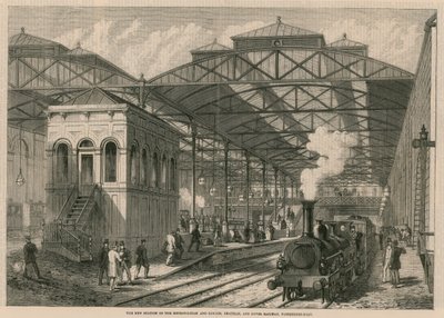 La nouvelle gare du Metropolitan et du London, Chatham and Dover Railway, Farringdon Road, Londres - English School