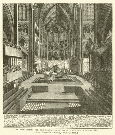 Les préparatifs pour le couronnement de Jacques II et de sa reine, en 1685, d