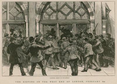 Les émeutes dans le West End de Londres, 8 février 1886 : Pillage des magasins à Piccadilly - English School