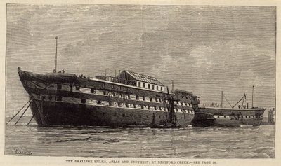 Les hulks de la variole, Atlas et Endymion, à Deptford Creek - English School