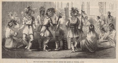 La danse de guerre des Indiens Ojibbeway devant la reine au château de Windsor - English School