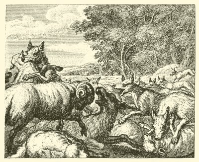 Les loups et les brebis (gravure) - English School