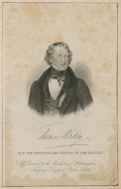 Thomas Wakley, député de Finsbury et rédacteur en chef fondateur de The Lancet - English School