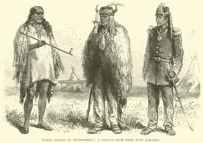 Trois étapes de la civilisation, une esquisse près de Fort Laramie - English School