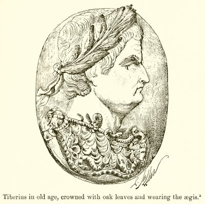 Tibère âgé, couronné de feuilles de chêne et portant l