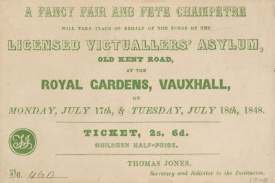 Billet pour une Fancy Fair et Fête Champêtre aux jardins royaux, Vauxhall, Londres - English School