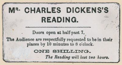 Billet pour une lecture de Charles Dickens - English School