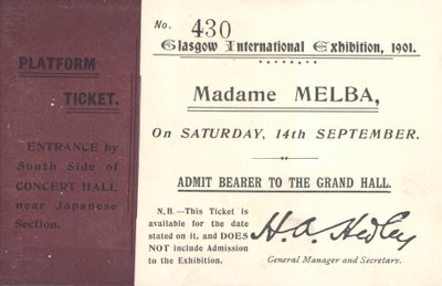 Billet pour entendre Nellie Melba à l