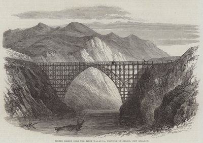 Pont en bois sur la rivière Wai-Au-Ua, province de Nelson, Nouvelle-Zélande - English School