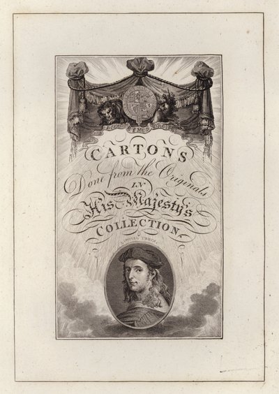 Page de titre pour Cartons faits à partir des originaux dans la collection de Sa Majesté (gravure) - English School