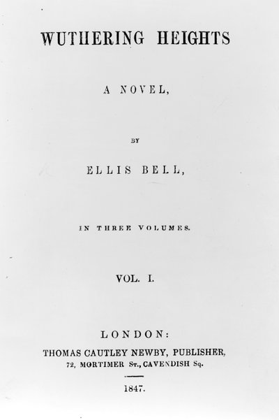 Page de titre de la première édition de Les Hauts de Hurlevent par Ellis Bell (pseudonyme d