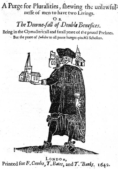 Page de titre pour A Purge for Pluralities imprimé pour F. Cowles, T. Bates et T. Banks, 1642 - English School