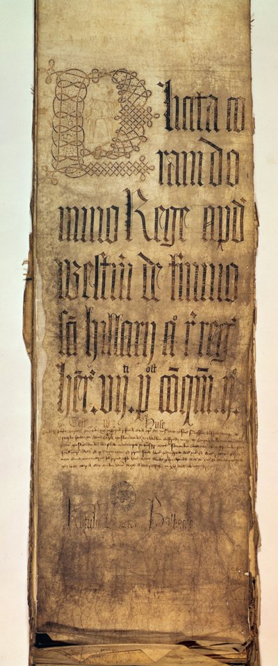 Page de titre du rôle de plaidoyer de la Cour du Banc du Roi pour le terme de Hilary, 1487 - English School