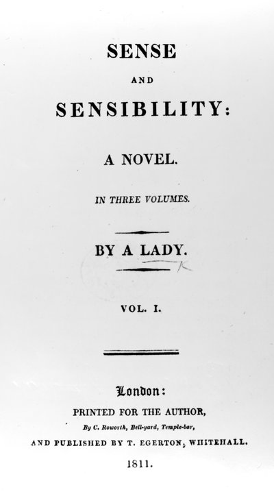 Page de titre de Raison et Sentiments par Jane Austen, première édition, 1811 - English School