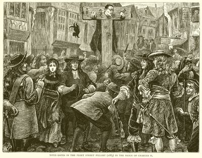 Titus Oates au pilori de Fleet Street (1685) sous le règne de Charles II - English School