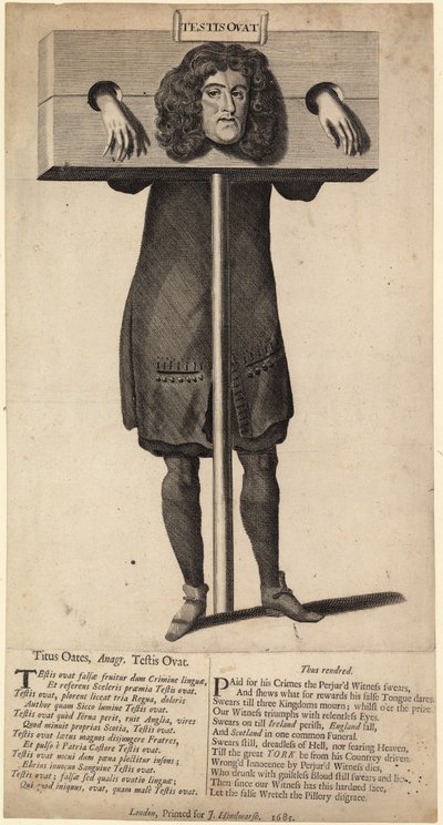 Titus Oates au Pilori, publié en 1685 - English School