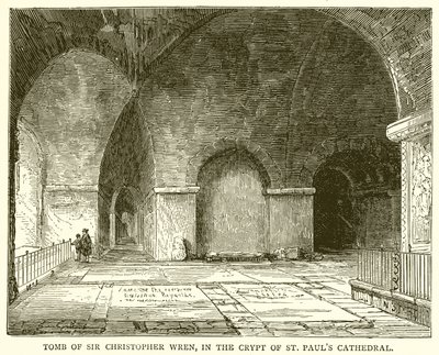 Tombe de Sir Christopher Wren, dans la crypte de la cathédrale Saint-Paul - English School