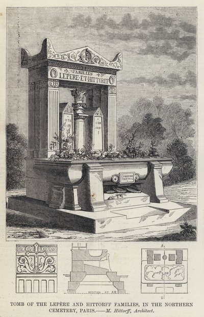 Tombe des familles Lepere et Hittorff, au cimetière nord, Paris (gravure) - English School