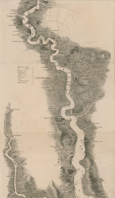 Carte panoramique de la Tamise et de la Medway - English School