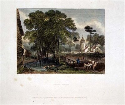 Église de Tooting, gravure par J D Harding & G Cooke - English School