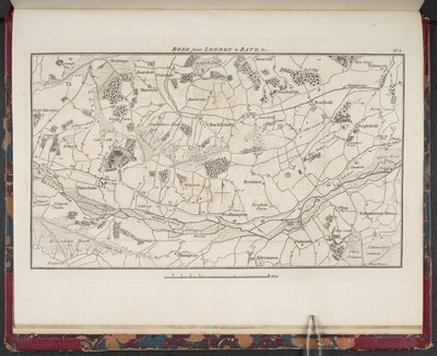Carte topographique de la grande route de Londres à Bath et Bristol, avec le pays à trois miles de chaque côté - English School