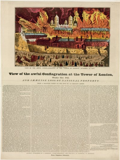 Incendie de la tour de Londres, 1841 - English School