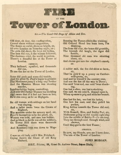 Incendie de la tour de Londres, 1841 - English School