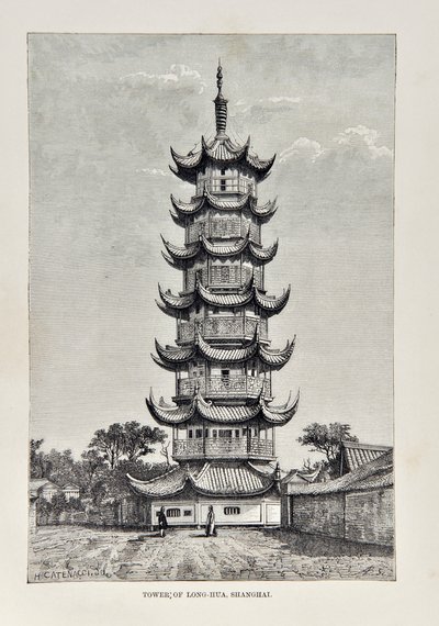 Tour de Long Hua, Shanghai, illustration de La Géographie Universelle, la Terre et ses habitants, publiée en 1878 - English School