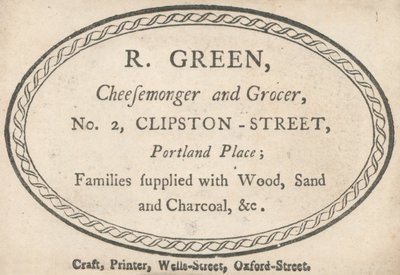 Carte de visite de R Green - English School