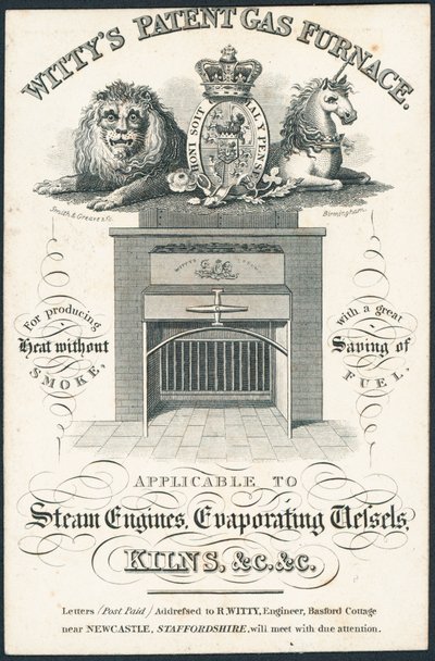 Carte de visite, Wittys patent gas furniture - English School