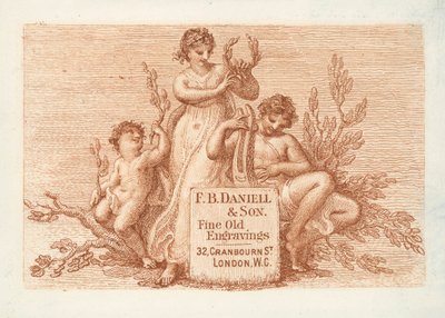 Carte de visite pour F B Daniell & Son, gravures anciennes fines, Londres - English School