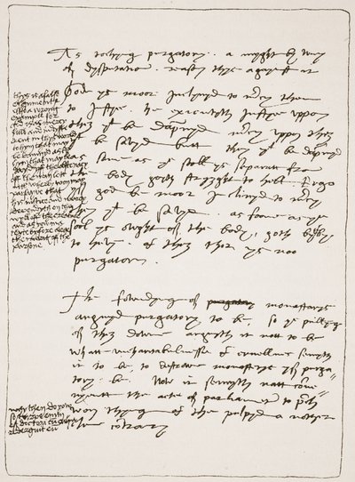 Traité de Latimer de sa propre écriture, contestant la doctrine de la transsubstantiation, avec des notes marginales de l