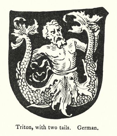 Triton, à deux queues, allemand (gravure) - English School
