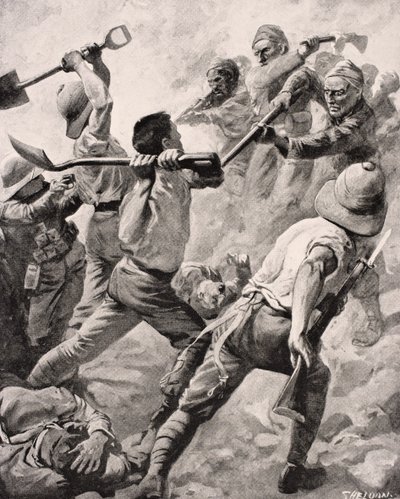 Soldats turcs et britanniques en combat rapproché sur la péninsule de Gallipoli, Turquie 1915, tiré de 