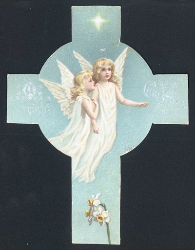 Deux anges, Carte de Noël - English School