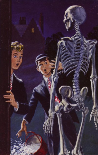 Deux écoliers et un squelette nettoyé - English School