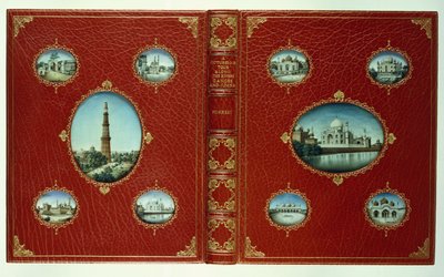 Couvertures supérieures et inférieures, dix miniatures ovales de mosquées, avec bordures dorées - English School
