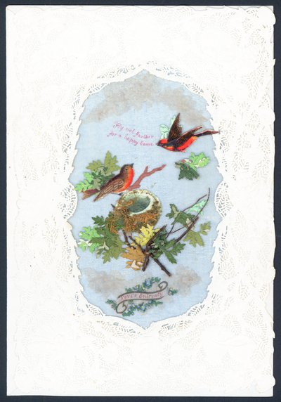 Carte de Saint-Valentin avec une paire de rouges-gorges - English School