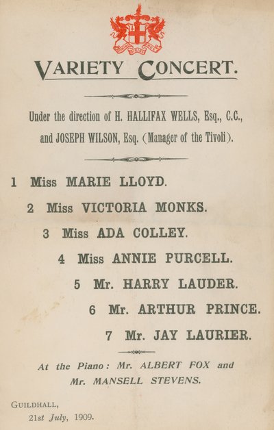 Concert de variétés, avec Marie Lloyd et d
