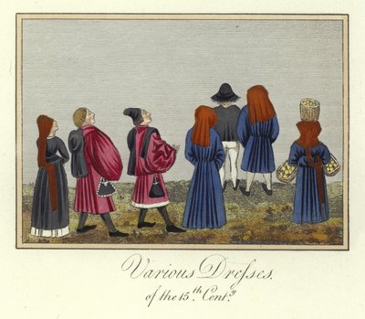 Divers vêtements du XVe siècle - English School