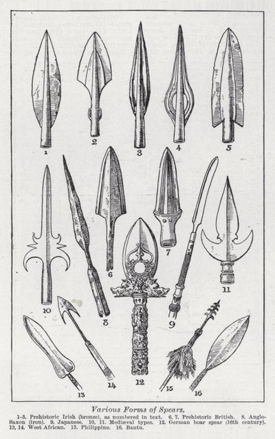 Diverses formes de lances - English School