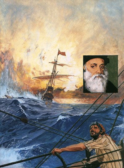 Les navires de Vasco da Gama contournant le Cap - English School